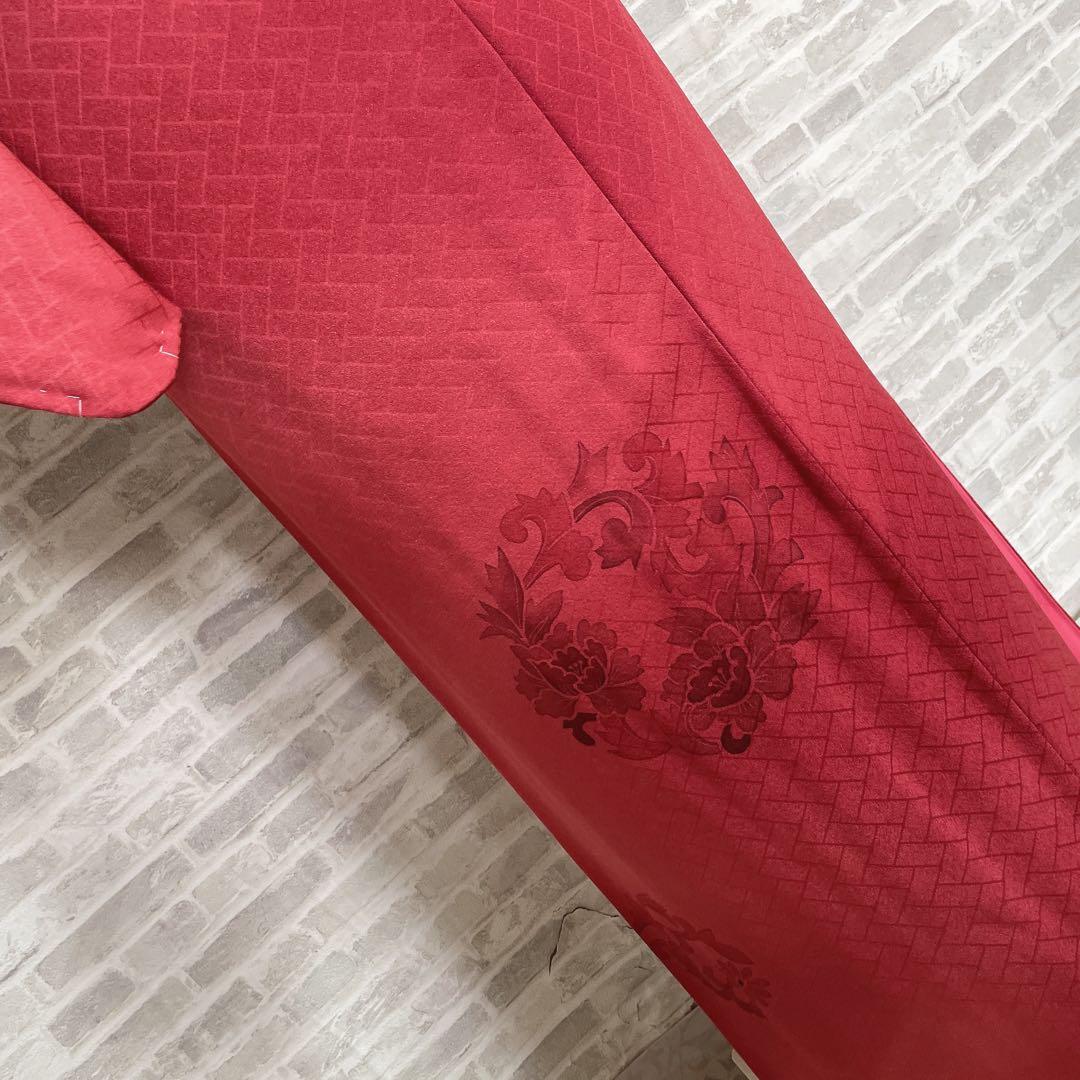 訪問着　フルセット　桧垣地紋　花丸紋　艶やか　着物　付け下げ　I6