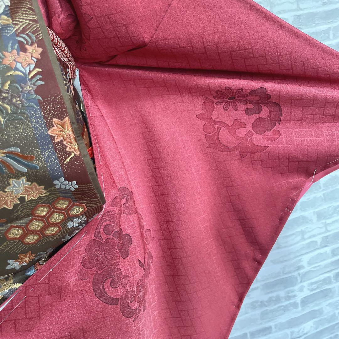 訪問着　フルセット　桧垣地紋　花丸紋　艶やか　着物　付け下げ　I6