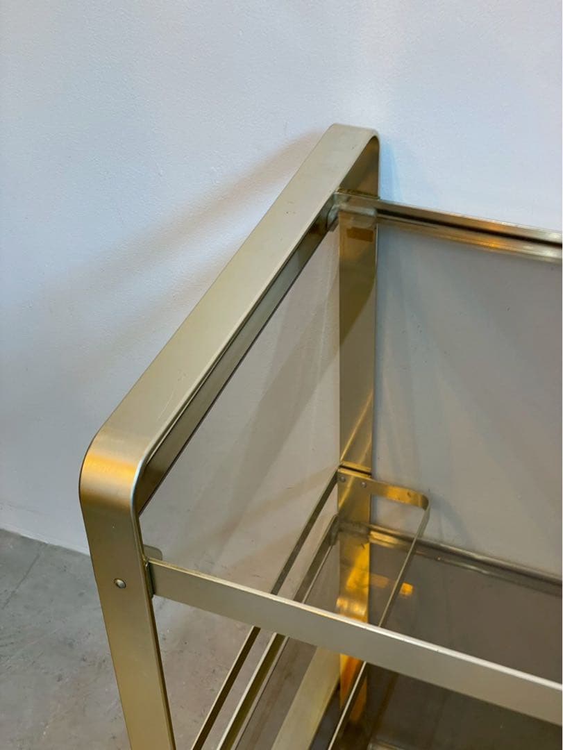 【希少】ヴィンテージ ゴールド ガラスワゴン キッチンワゴン ミッドセンチュリー