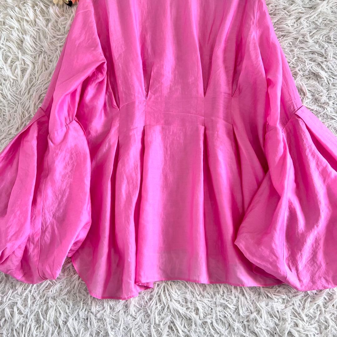 LE PHIL ルフィル シアー ローン ボリューム スリーブ ブラウス ピンク