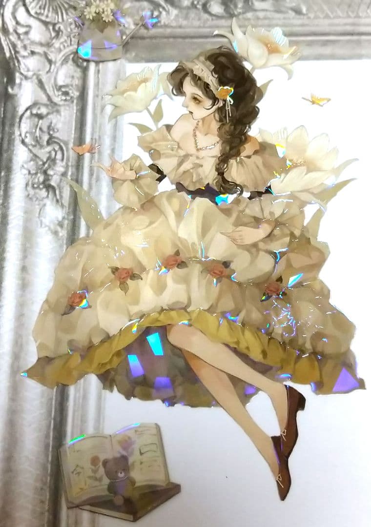 J666＃花姗翩翩(贝壳光)一木一横切り売り海外人物マステ女の子