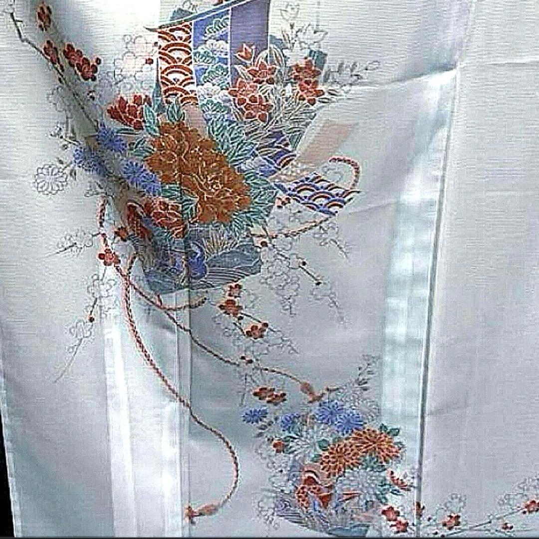 の*こ様 高級化繊　絽　友禅　訪問着　フルセット　4点　美品着物+夏正絹帯+裄丈