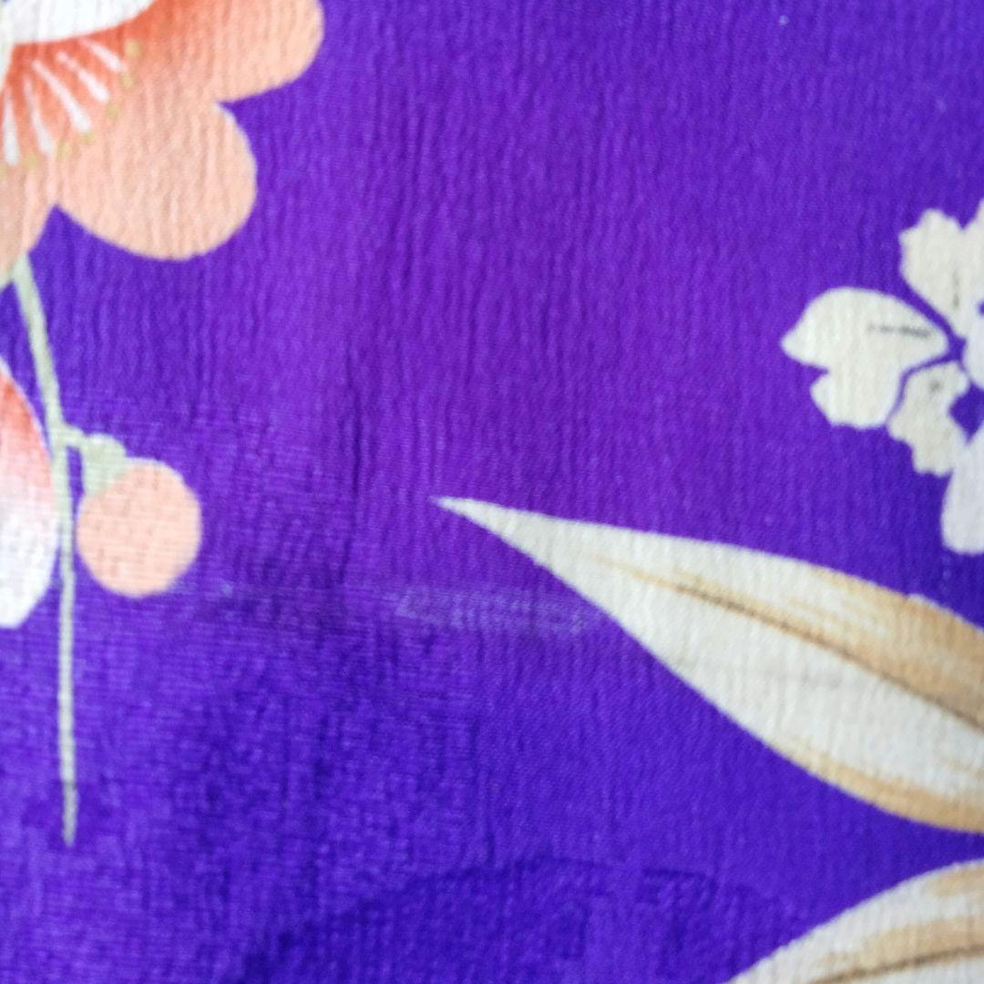 3歳　七五三　女の子　着物　アンティーク　正絹　希少　紫　パープル　青紫　錦紗