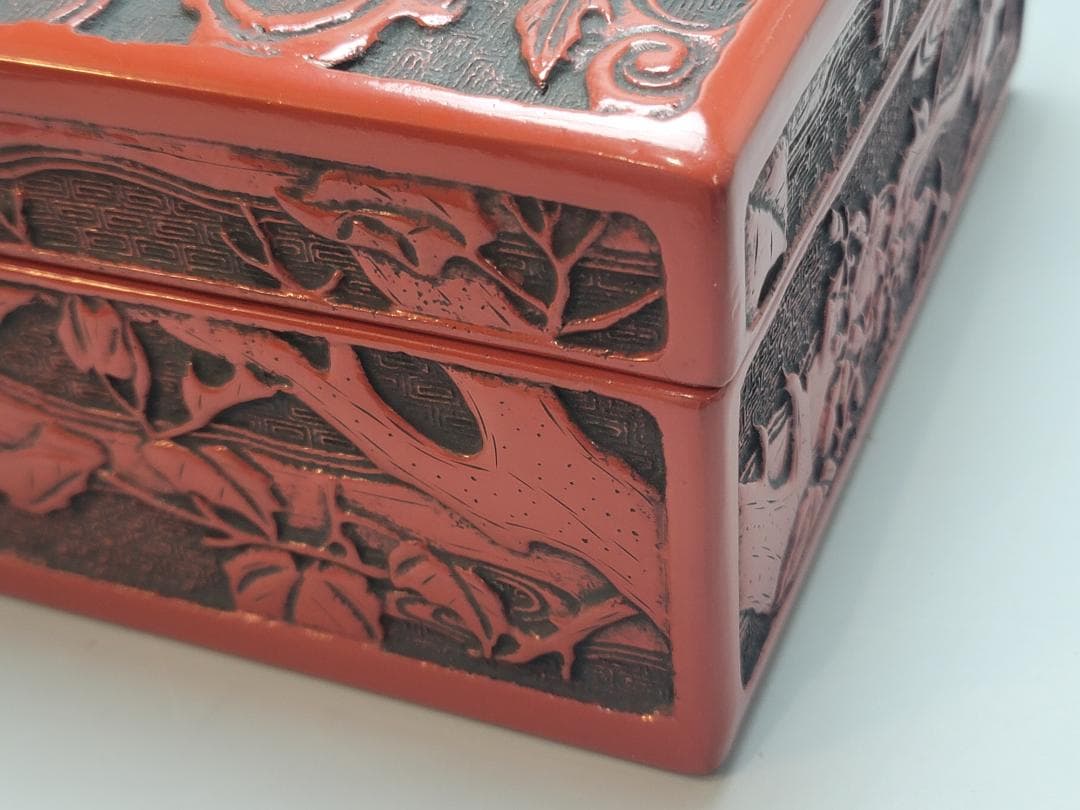 鳳凰紋 堆朱 文庫 美品 DT744