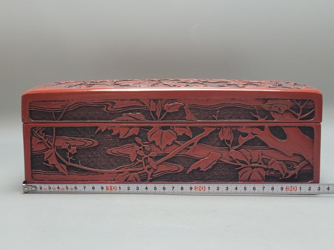 鳳凰紋 堆朱 文庫 美品 DT744