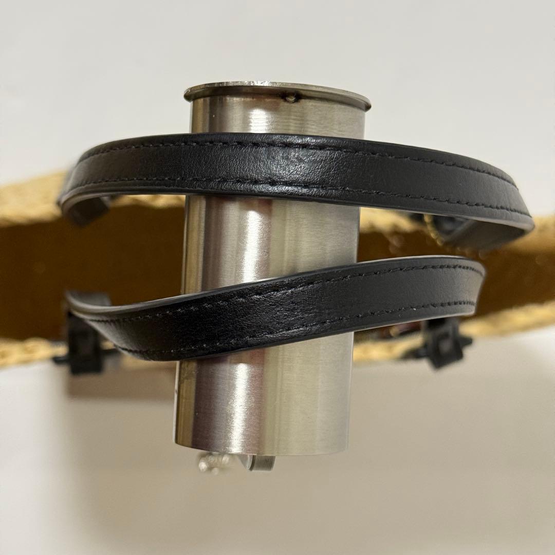 コーチ かごバッグ C金具 肩掛け可能 ストロー×レザー ブラック