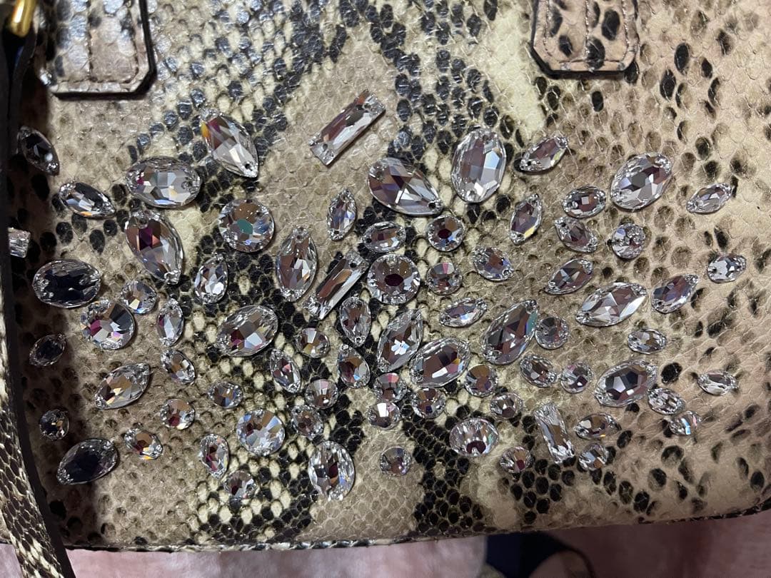 み*ば様 A.D.M.J. パイソン　スワロフスキー　ハンドバッグ