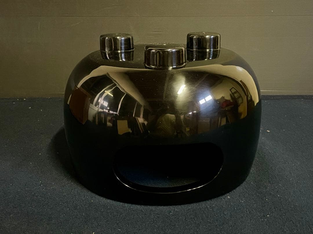 【美品】「母」 黒真塗 眉風炉 崇雲 土風炉 紙箱 茶道具 (1217F①)