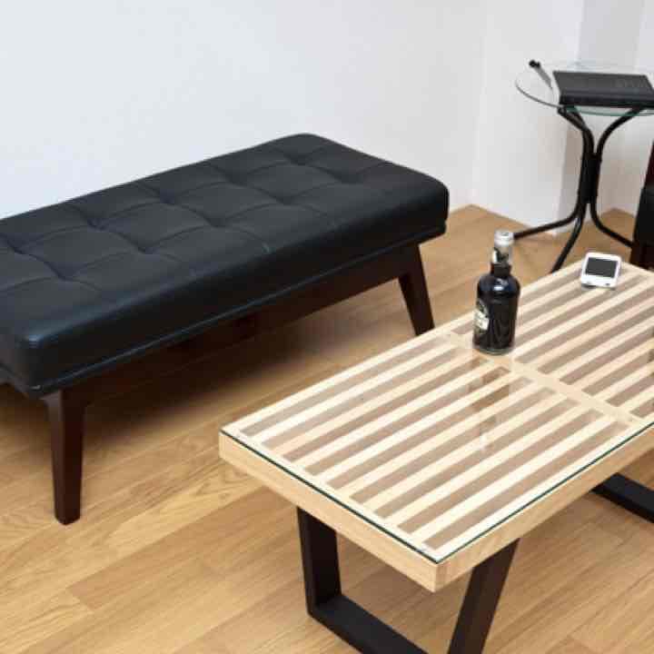 大人気✨レトロベンチ　PVC　BK/WH