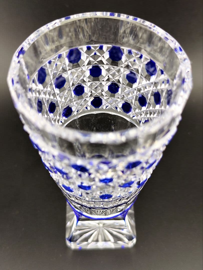 超希少品☆阪本光男 薩摩切子 脚付杯（切子 江戸切子 薩摩切子）