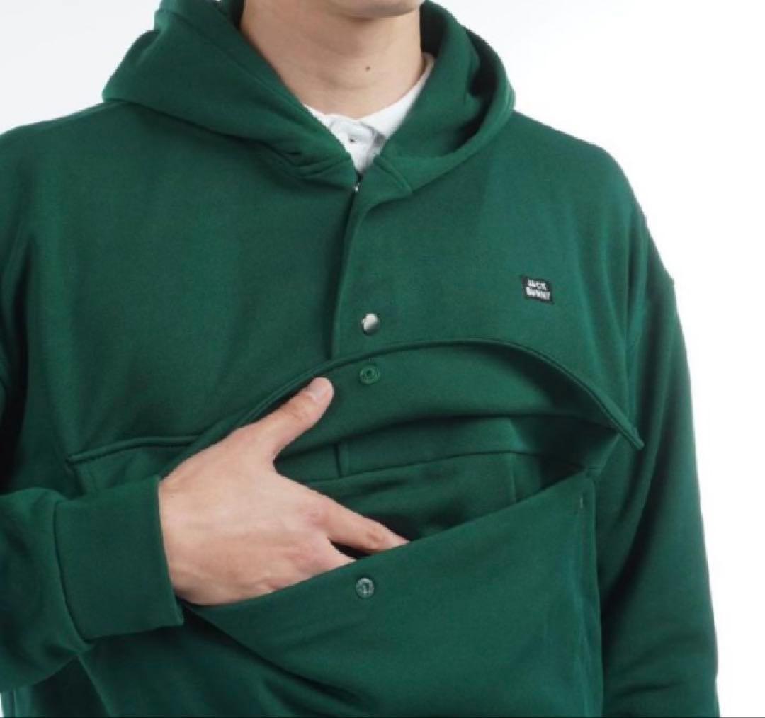 新品 パーリーゲイツ ジャックバニー ソフトタッチ 裏起毛パーカー(5)L/緑