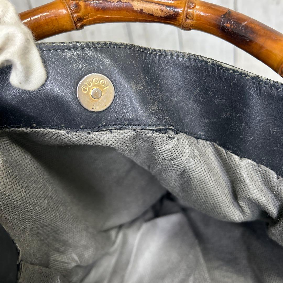 GUCCI バンブー　ショルダーバッグ　ハンドバッグ　スエード　レザー　黒