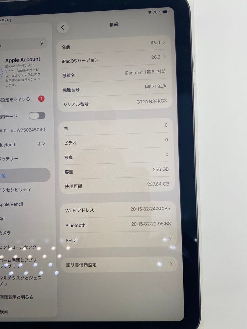 Apple iPad mini (青色) 本体
