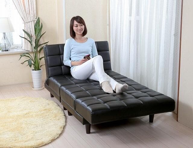 再入荷 3way　2分割ソファベッド　ブラック（ＰＶＣ)