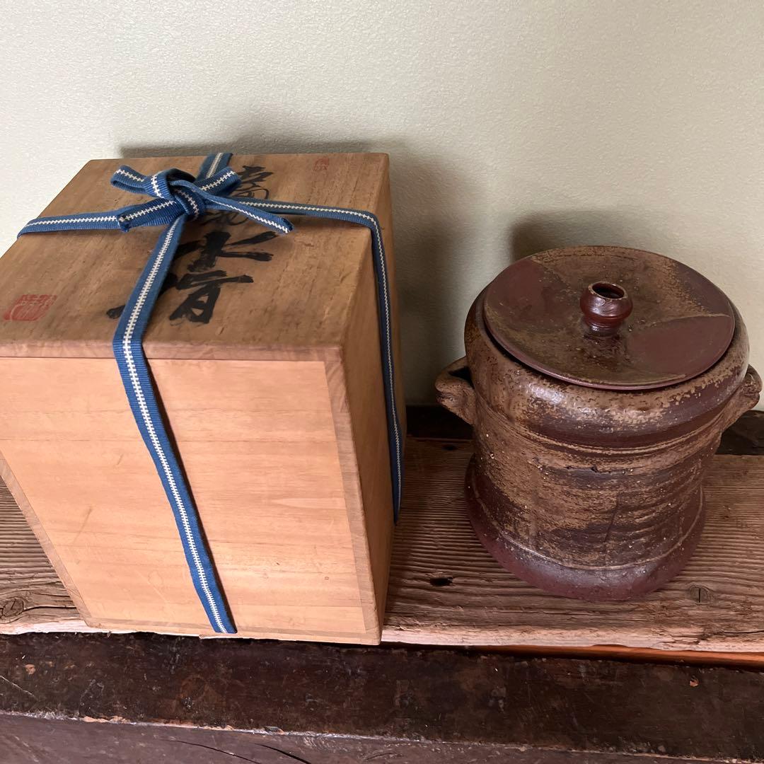 古備前水差し 茶道具 木箱付　極書　江戸時代　ー茶碗　茶室　茶杓