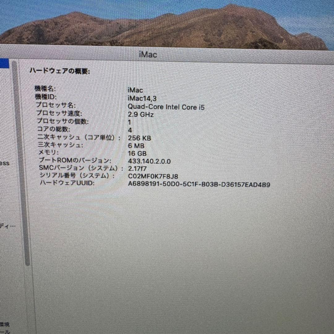 Macデスクトップ iMac 21.5in 16GB 1TB 2.9Ghz Late 2013