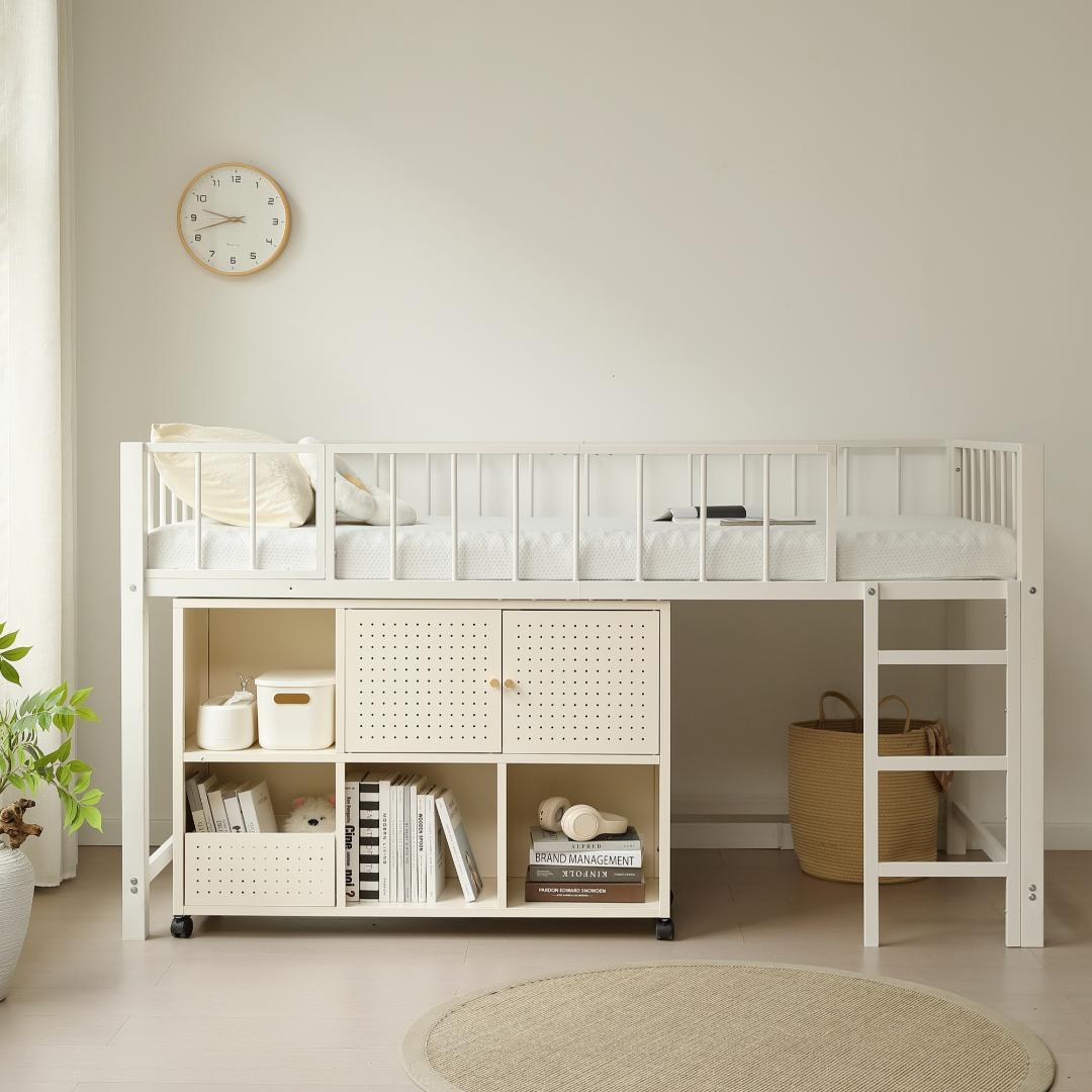 限定価格！ロフトベッド（S） 高さ110cm下収納 省スペース　WHITE
