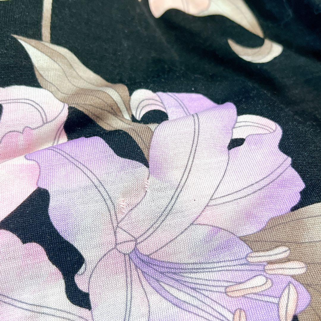 ★LEONARD★シルク混 花柄 フラワー ブラウス ブラック黒 サイズ42