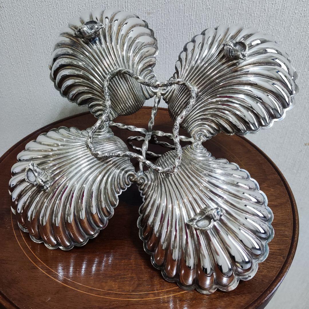 シェル型トレイ　パーティー　オードブルデッシュ　シルバープレート？？アンティーク