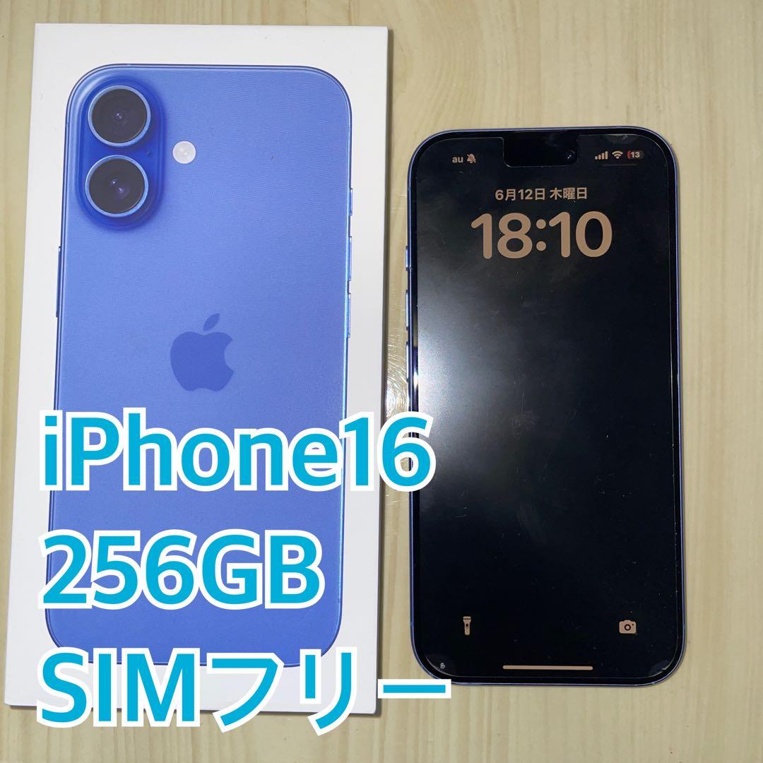 iPhone16 256GB SIMフリー ウルトラマリン ジャンク 背面割れ