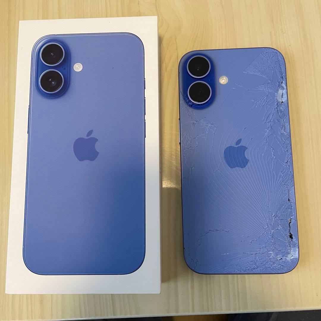iPhone16 256GB SIMフリー ウルトラマリン ジャンク 背面割れ