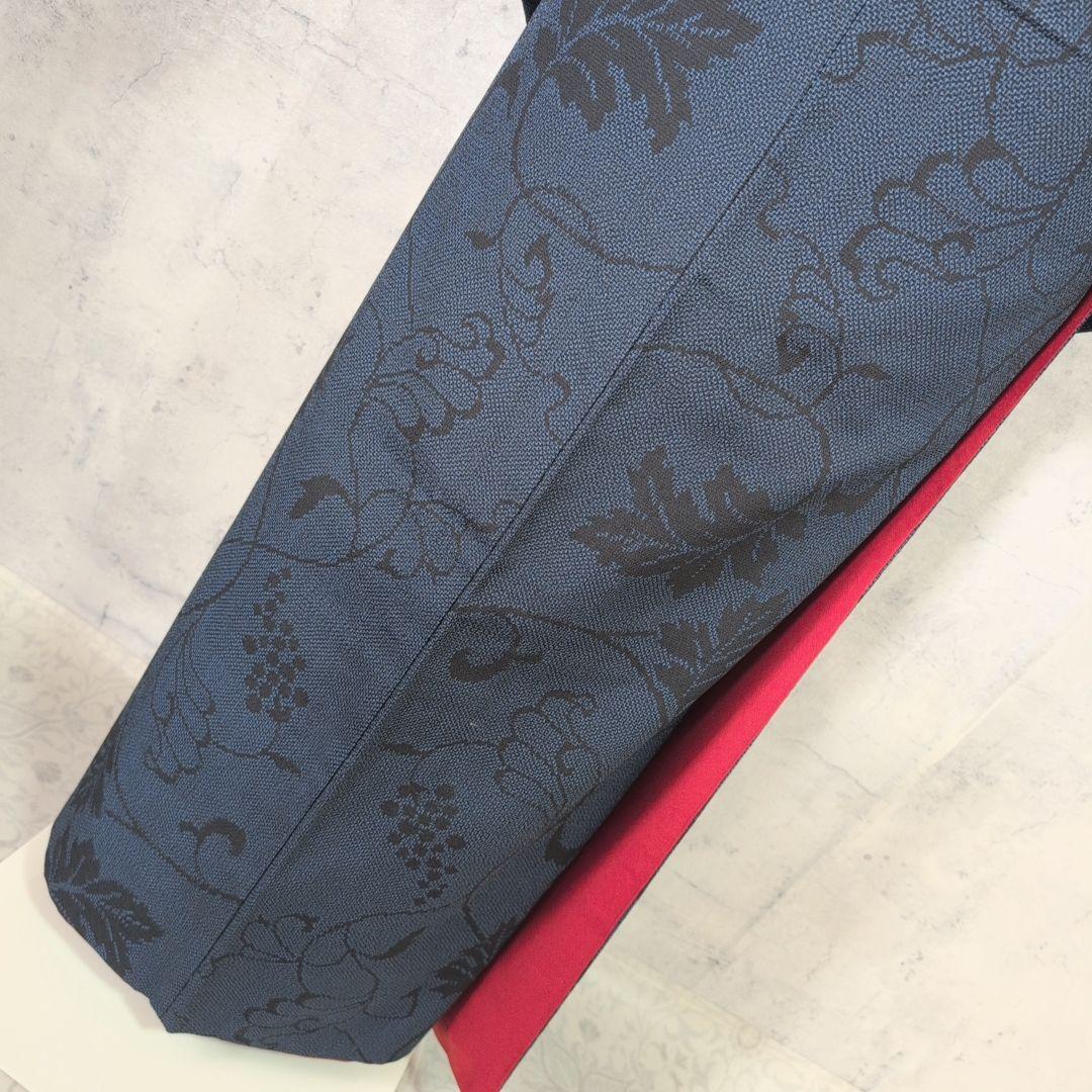 小紋　フルセット　着物　正絹　紺青　群青　ぶどう　蔦　おしゃれ　粋　F2