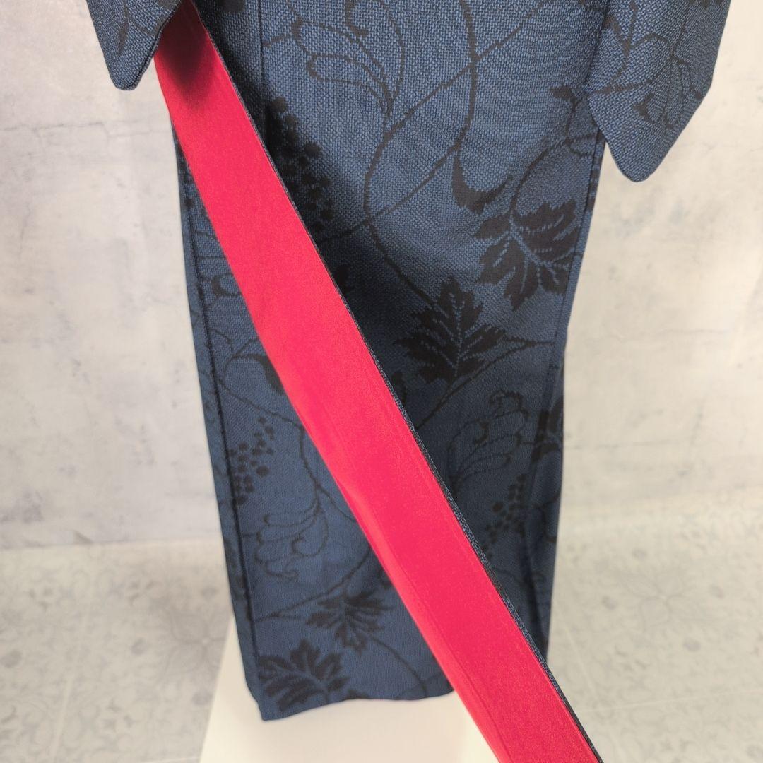 小紋　フルセット　着物　正絹　紺青　群青　ぶどう　蔦　おしゃれ　粋　F2