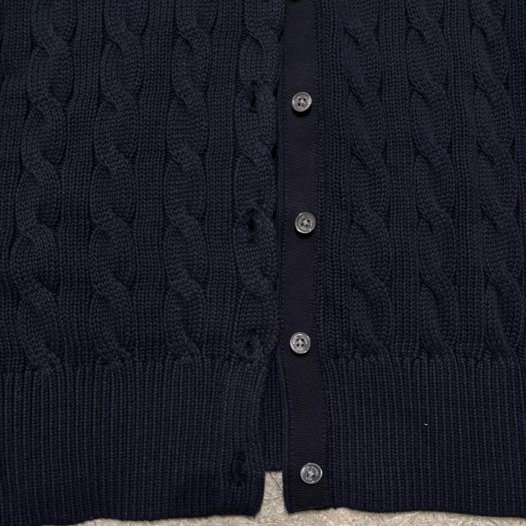極美品　25AW ポロラルフローレン　ケーブルニットカーディガン　ホース刺繍　紺