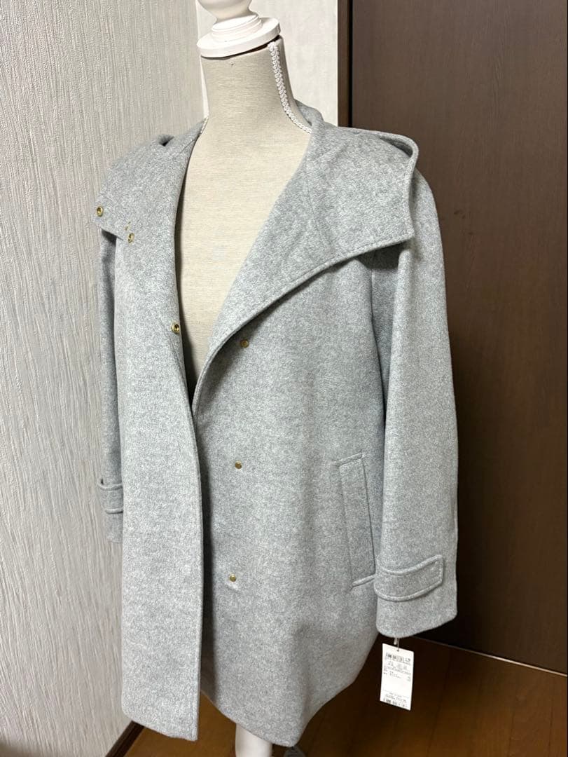 【未使用タグ付】23区ウールカシミヤビーバーフード付ショートコート