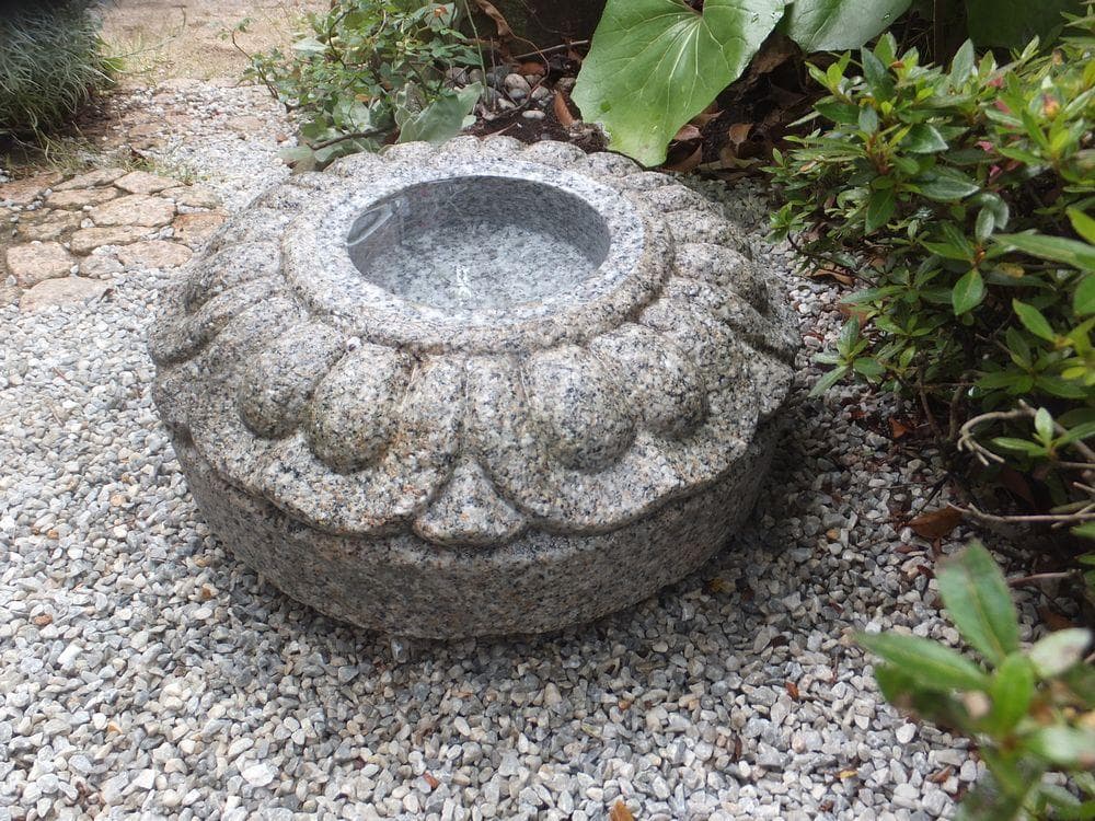 【見立て御影石水鉢・向鉢】庭石オブジェ箱庭造園ガーデニングオーナメント飾り石茶庭
