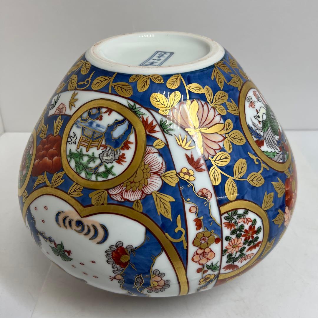 藤井朱明作　古伊万里風金彩風飾壷　共箱　高さ約46㎝　東Y8-0108②トコヒ