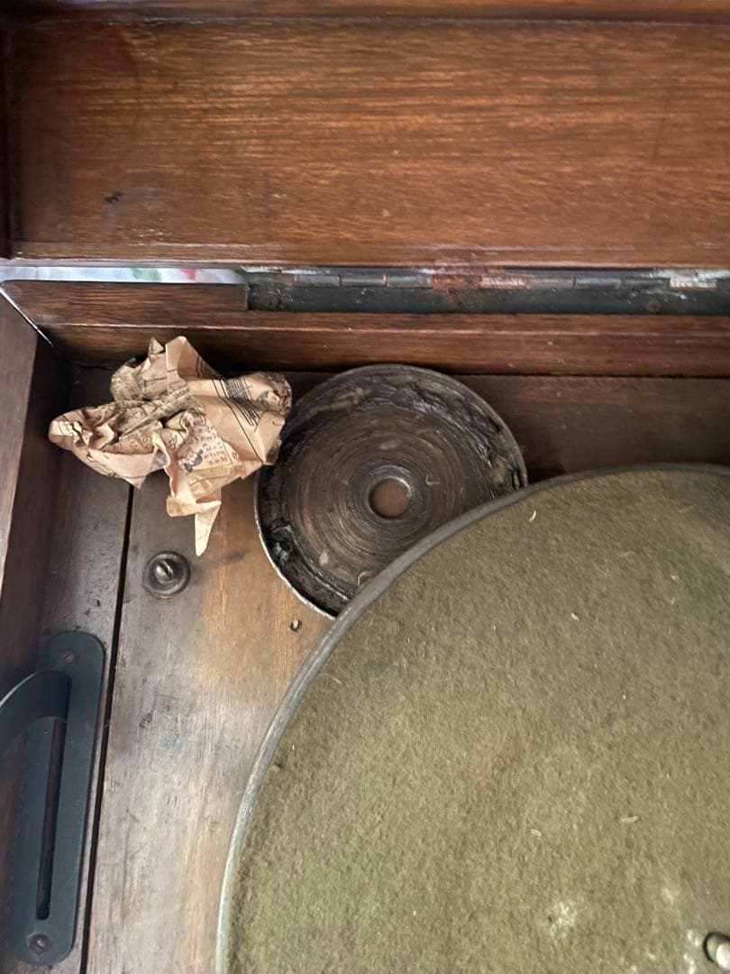 ZEPPELIN 手巻き蓄音機 木製キャビネット 昭和初期 アンティーク 現状品