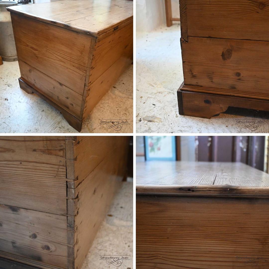 IFU-410 英国アンティーク パインチェスト 収納 リネンボックス テーブル