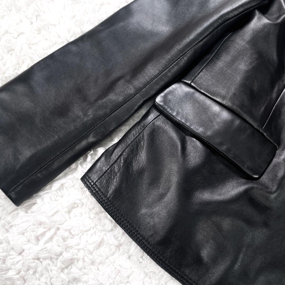 ✨未使用級✨ BALMAIN 羊革 レザージャケット 13号 上品 高級感 黒