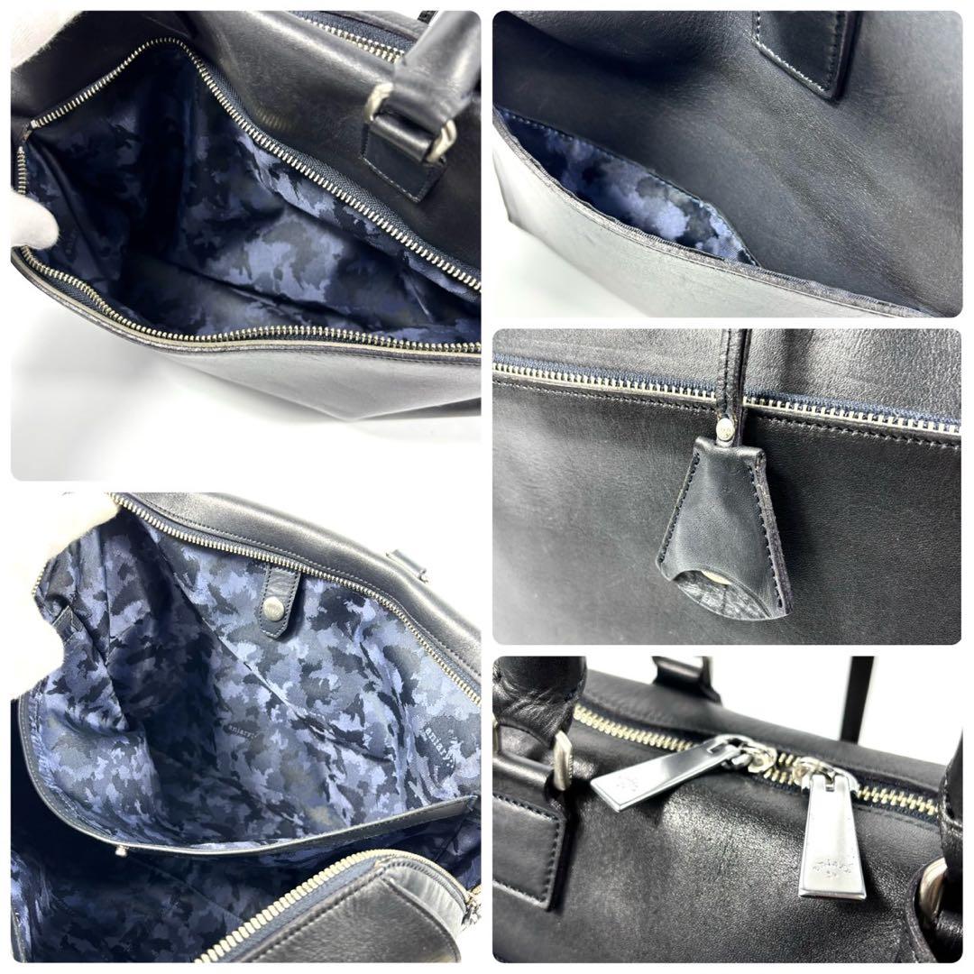 ✨美品✨アニアリ ビジネスバッグ キーリング A4可 カモフラ レザー 濃紺