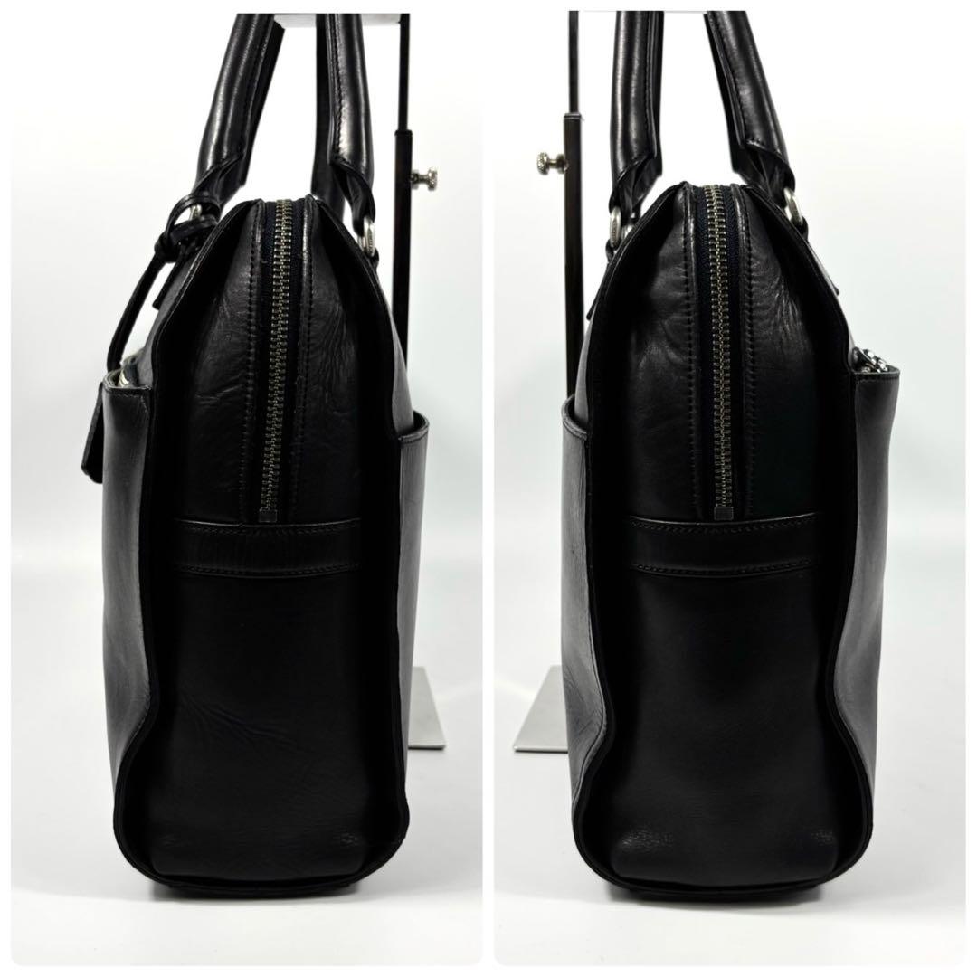 ✨美品✨アニアリ ビジネスバッグ キーリング A4可 カモフラ レザー 濃紺