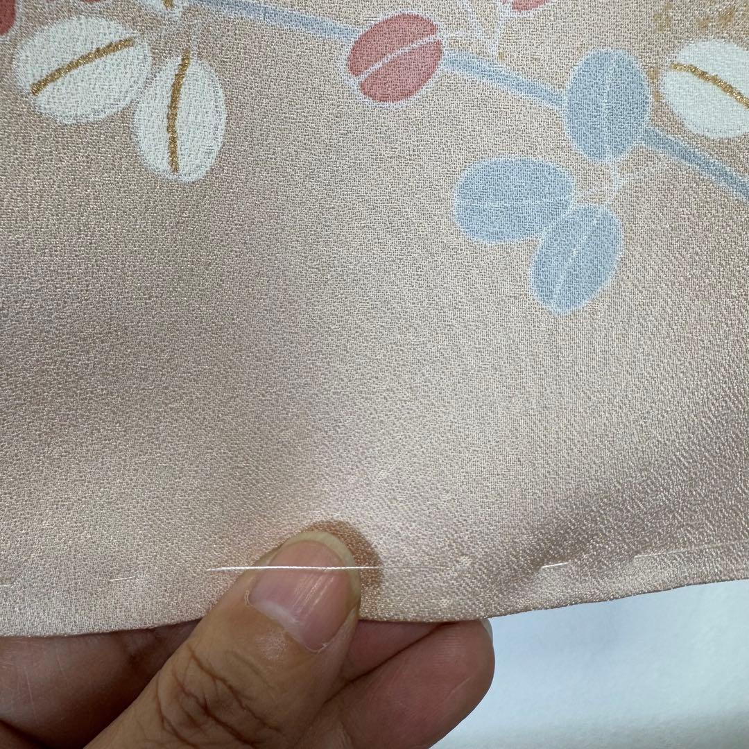 しつけ付　超美品　正絹　袷　現代　広襟　訪問着　着物　163 肌色