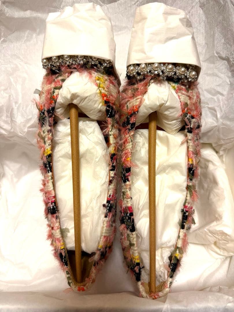 【新品】PIPPICHIC ANNA V JWL ツイードフラットシューズ36