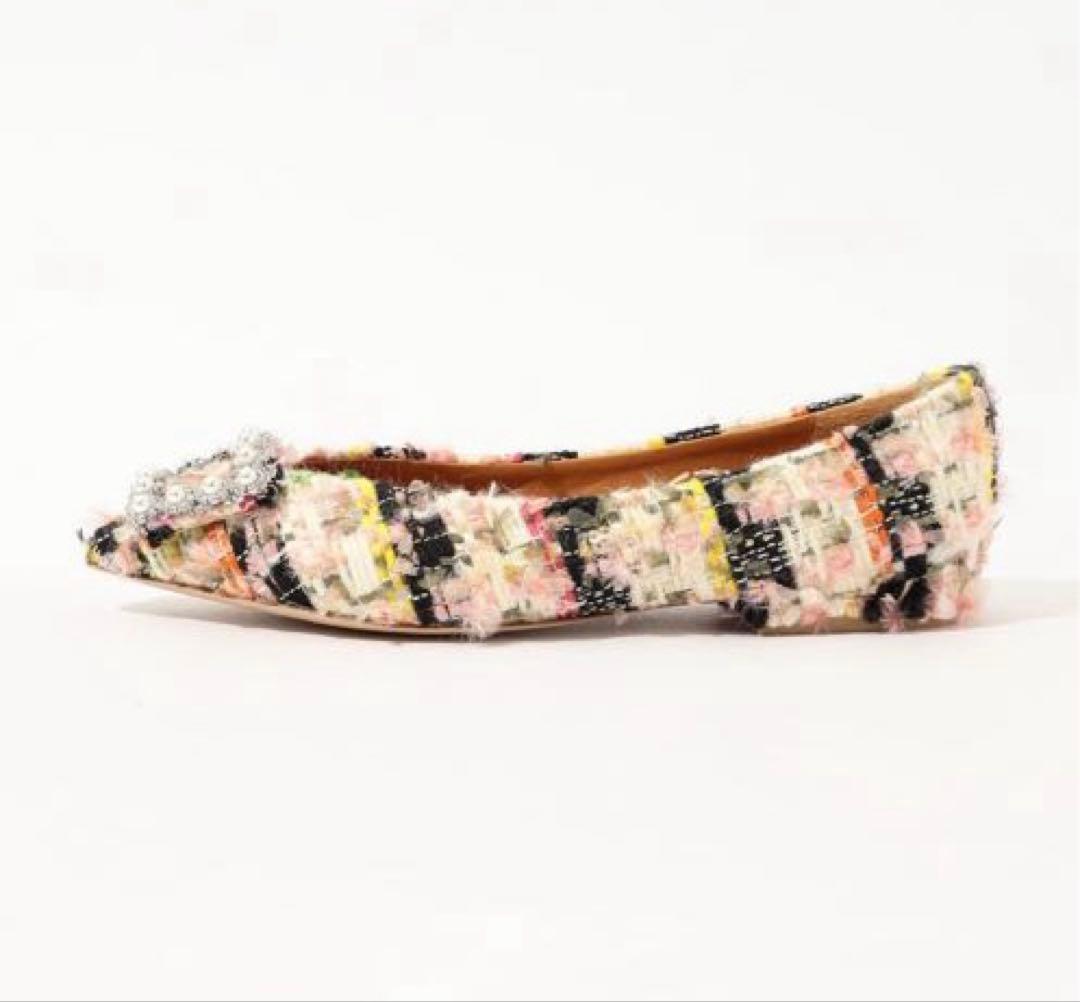 【新品】PIPPICHIC ANNA V JWL ツイードフラットシューズ36
