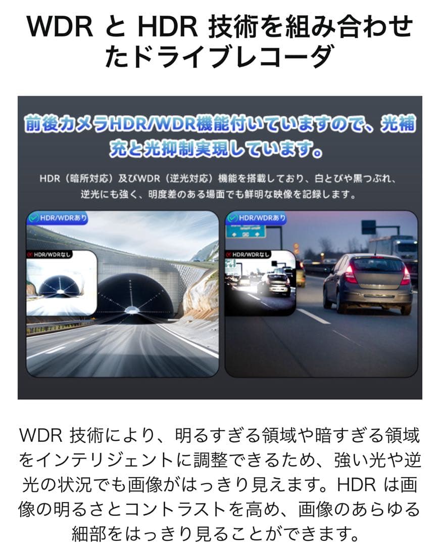4Kドライブレコーダー ミラー型　前後 64GBカード付800万画素 GPS