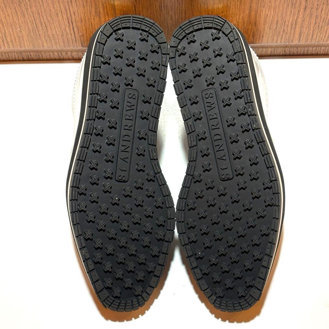 セントアンドリュース エナメル厚底スパイクレスゴルフシューズ24.0（ホワイト）