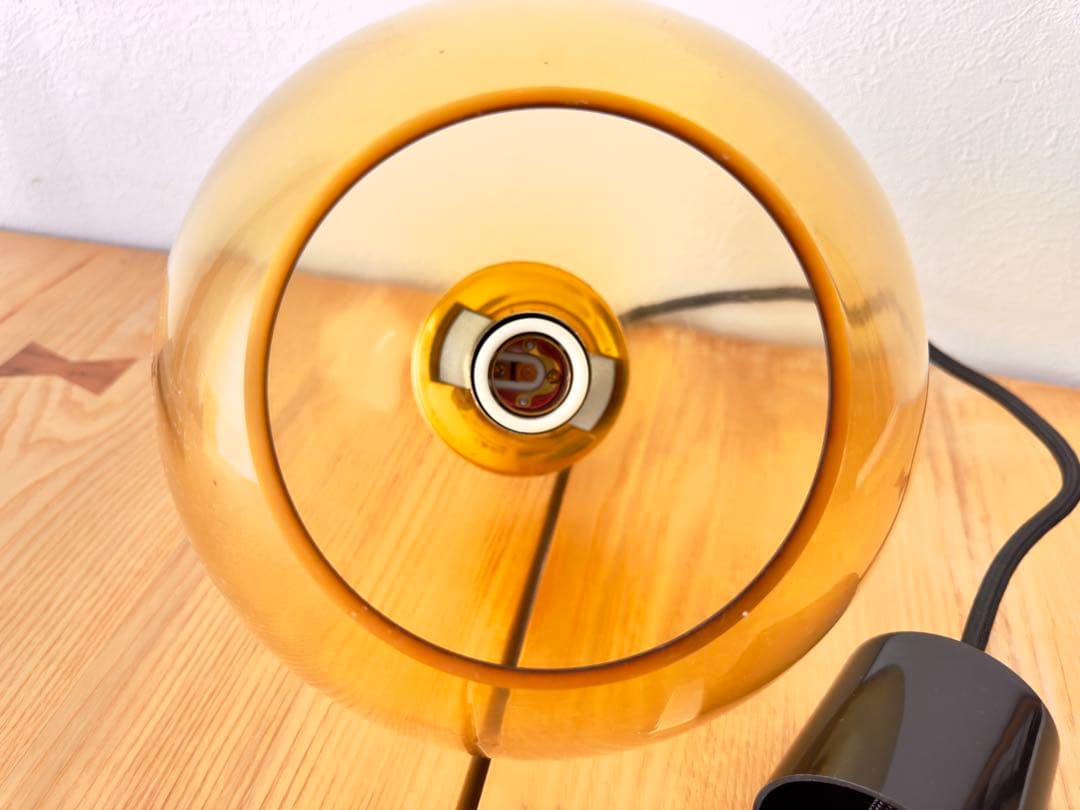 オレンジ アンバー ガラス シェード ペンダントライト 昭和 レトロ 2個セット