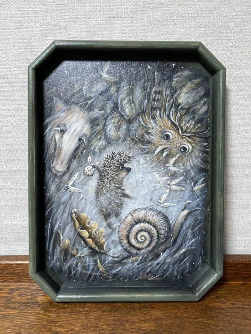 秋の感謝セール♪ロシア雑貨『霧の中のハリネズミ』飾り皿木製トレー マトリョーシカ