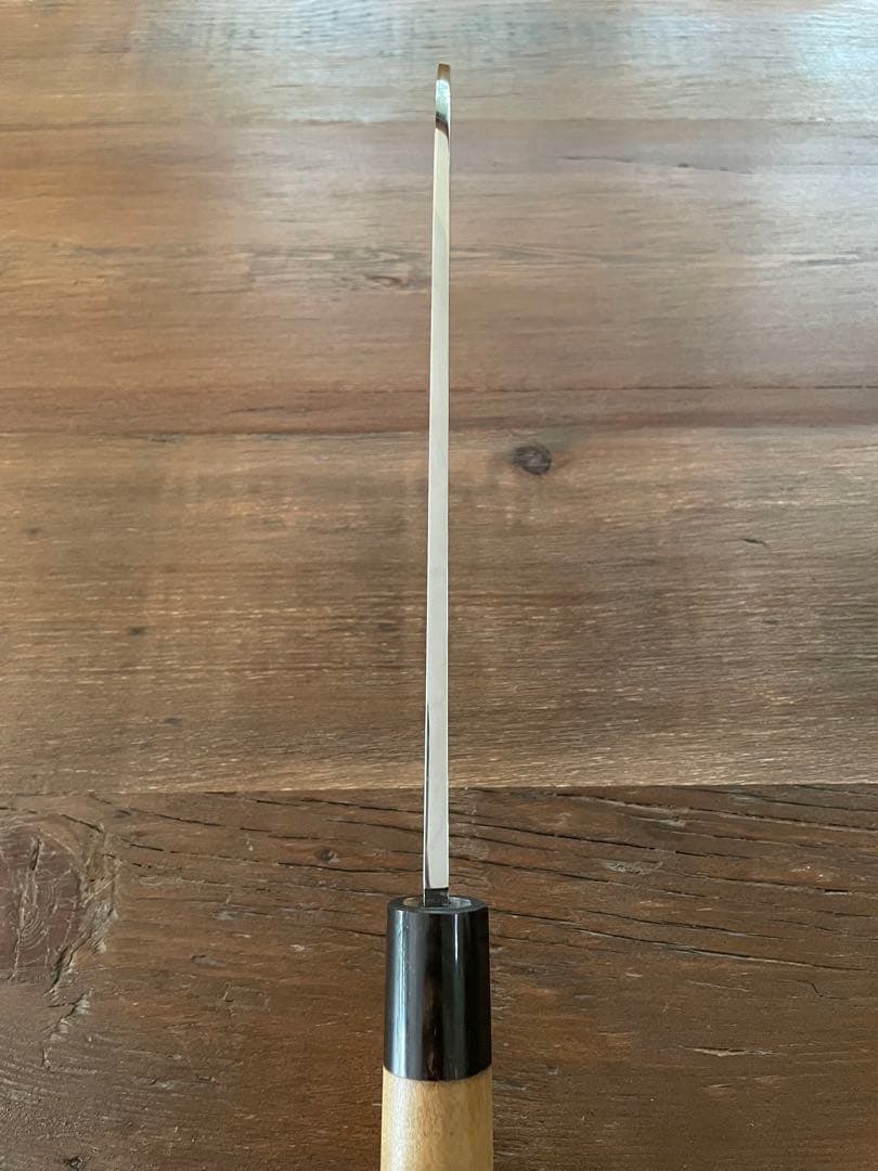 沖芝吉貞作 吉貞造 鎌型薄刃包丁 八寸 霞 白鋼