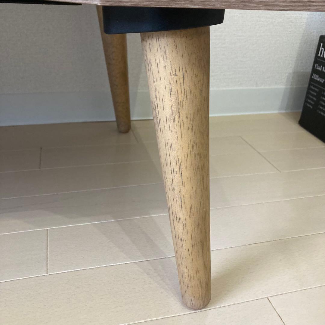 LOWYA ナチュラルウッド ローテーブル 引き出し付き