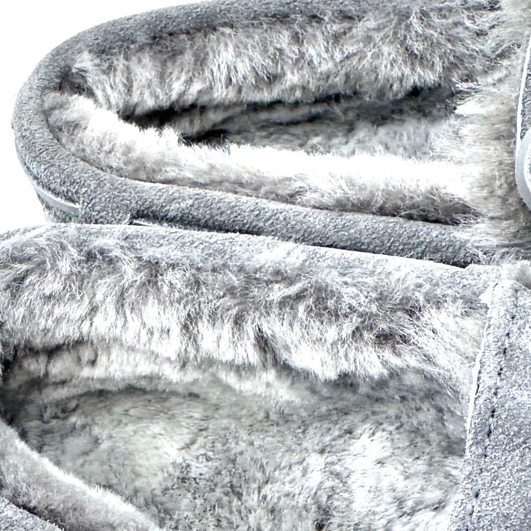 未使用タグ付✨EMU Australia モカシン スエード ボア 灰 24cm