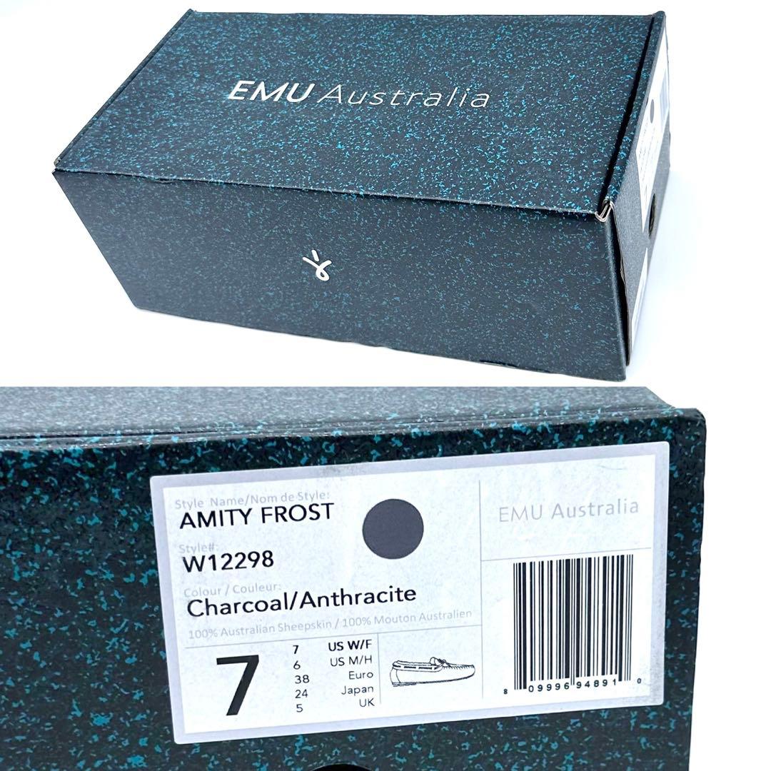 未使用タグ付✨EMU Australia モカシン スエード ボア 灰 24cm