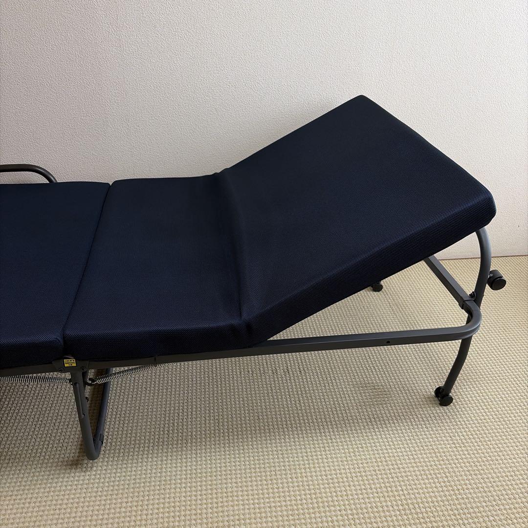 折り畳み高反発ベッド ネイビー スチールフレーム たのメル便