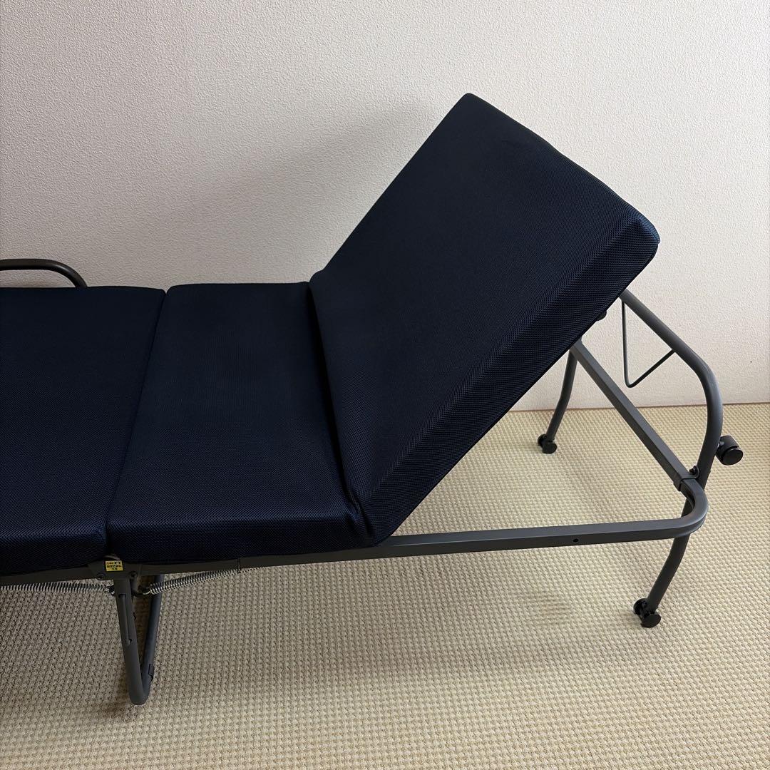 折り畳み高反発ベッド ネイビー スチールフレーム たのメル便