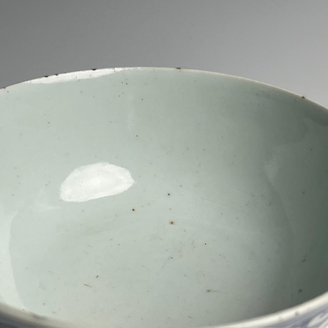 青花花唐草紋碗 中国古玩 徳化窯 新渡 中国美術 明末 菓子器 Rs164